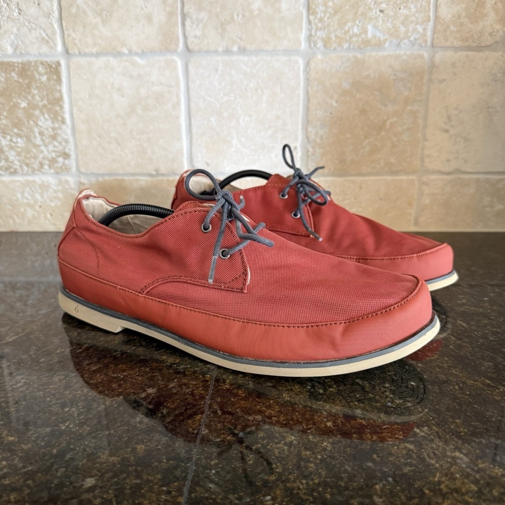Olukai Honolulu Lace Mesh Mens Sz 13 Athletic Walking Boat Shoes Red